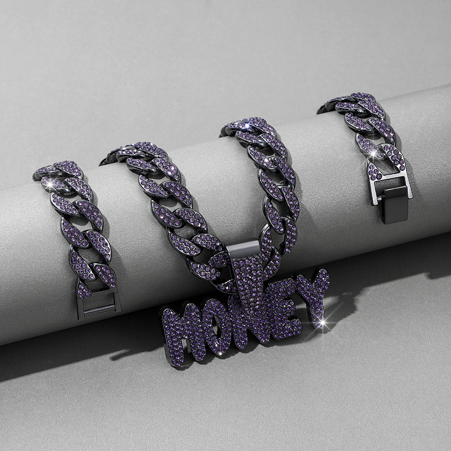 Hip Hop Diamond Letter Money Pendant Necklace
