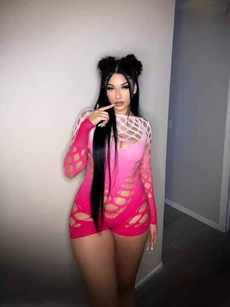 All-In-One High-Elastic Tie-Dye Cut Out Long-Sleeved Sexy Fashion Jumpsuit for Women
